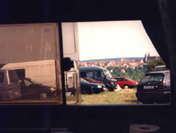 Blick aus unserem Wohnmobil nach Rothenburg